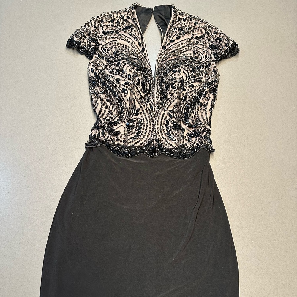 Sherri Hill Beaded with rhinestones crystals black short Dress with cutout back